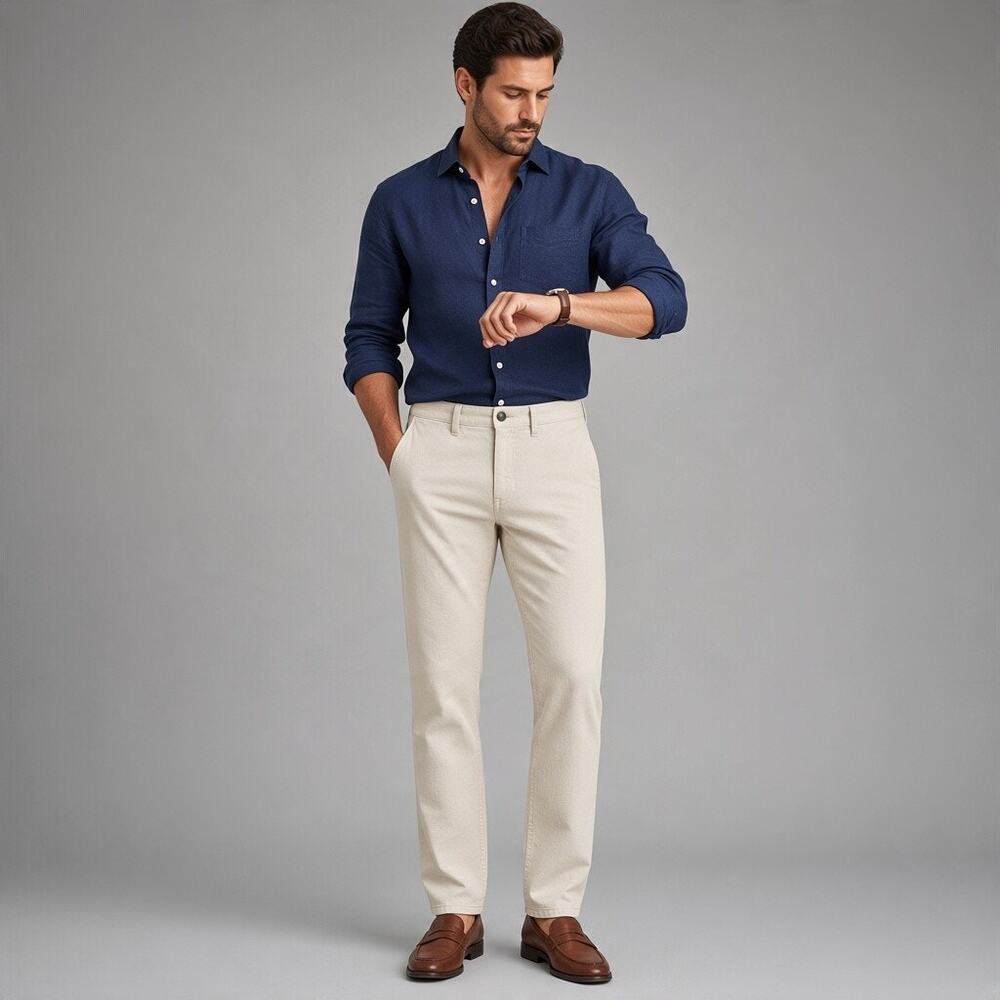 Nautica Men’s Straight‑Fit Denim Pants – Size 30 x 30 – NWT (Cream) (28-0037)
